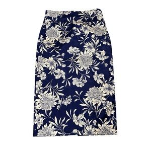 Zara Navy and Cream Floral Pencil Skirt size M